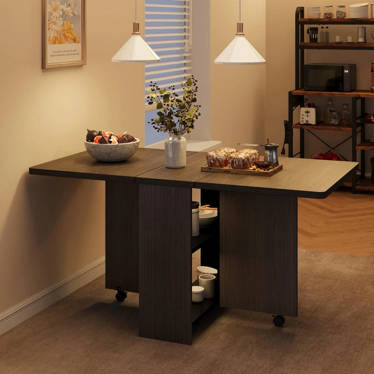 Space Saving Folding Dining Table with 2 Tier T736355