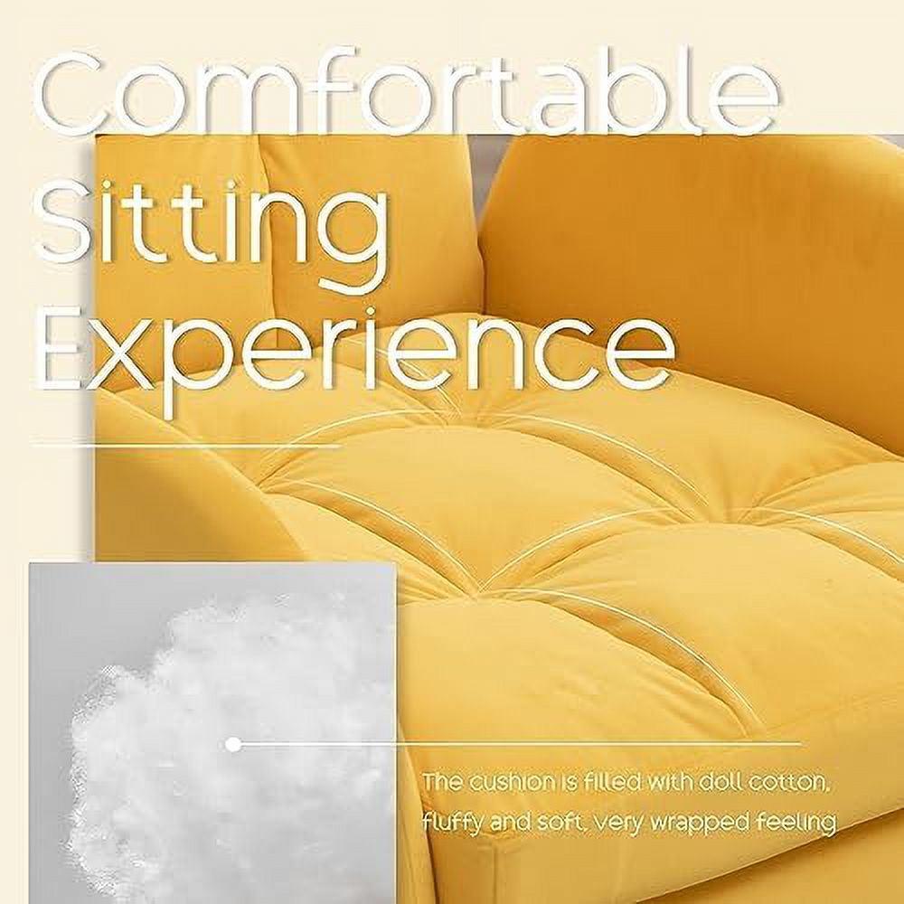 Yellow Velvet Accent Chair with Ottoman Y6708
