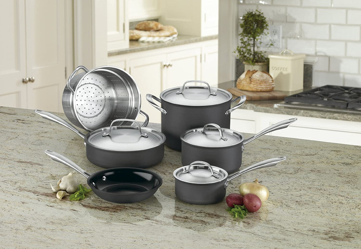 10 Pc Hard Anodized Non Stick Cookware Set K821528