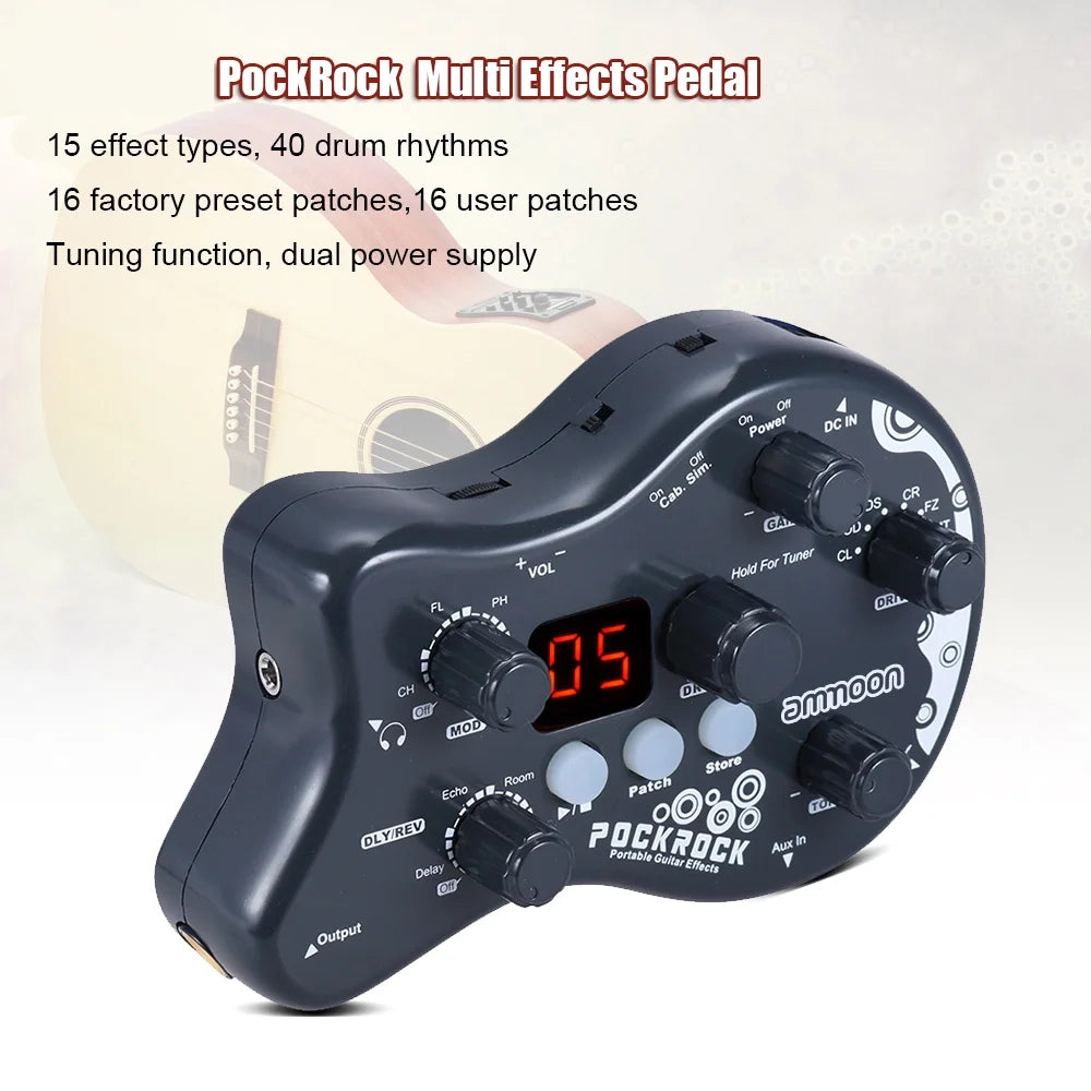 Portable Guitar Multi-effects Processor Effect Pedal 15 Effect Types B5807