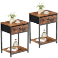 Set of 2 Nightstands with Fabric Drawer & Storage Shelf M70379