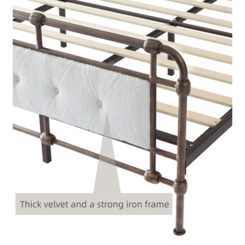 Queen Size Metal Bed Frame with Foam Head and Tail R774