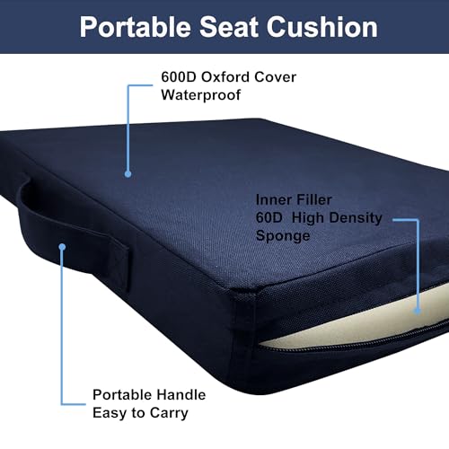 2 Inches Thick Waterproof Oxford Fabric Stadium Seat Cushions Set of 2 (Black) Z626