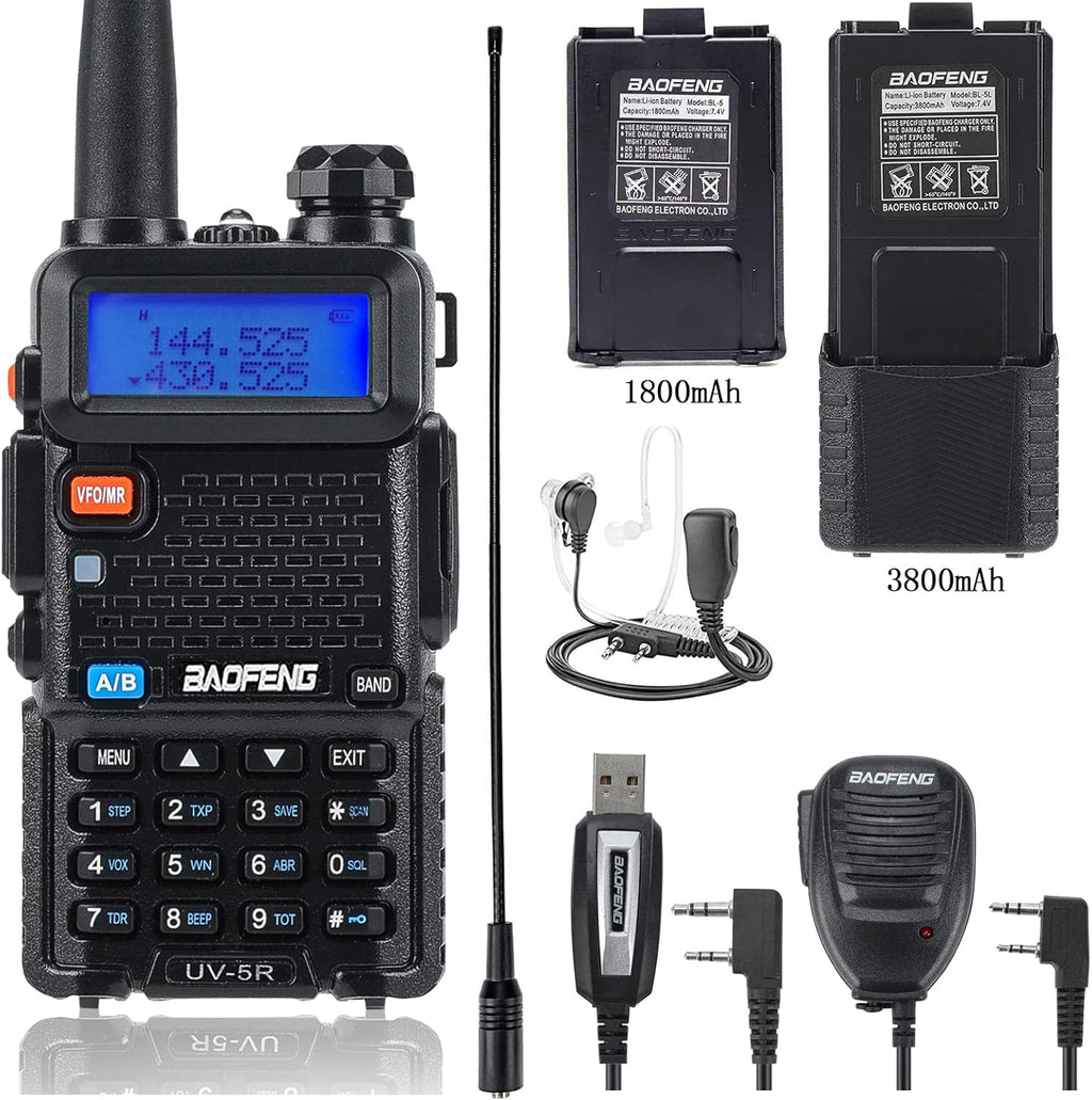 8W Dual Band VHF/UHF Two Way Radio Walkie Talkie with 3800mAh Battery R94462