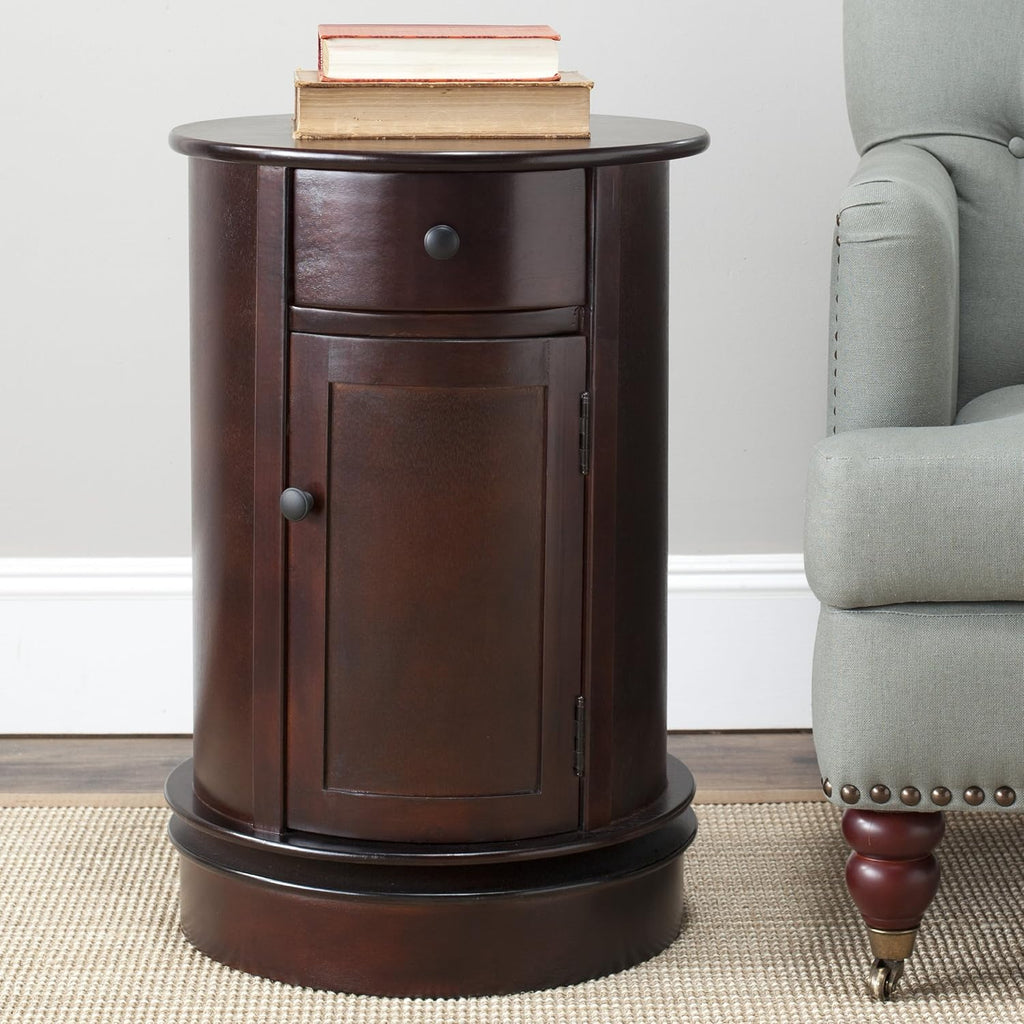 Dark Cherry Oval Swivel Storage End Table B4206