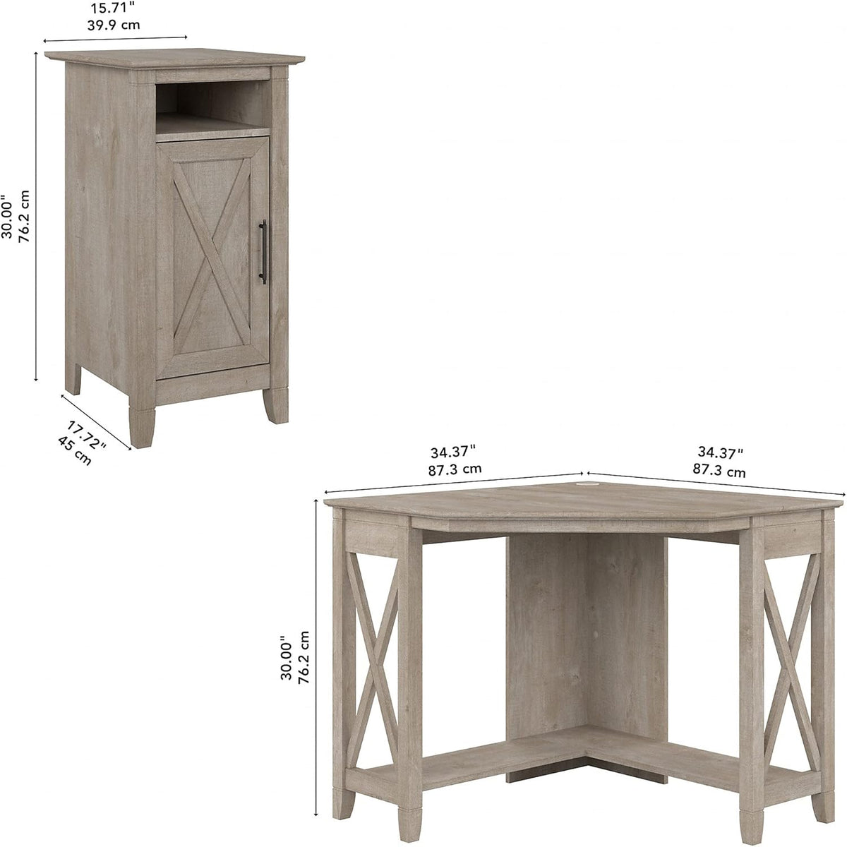 Small Corner Desk with Storage Cabinet R345