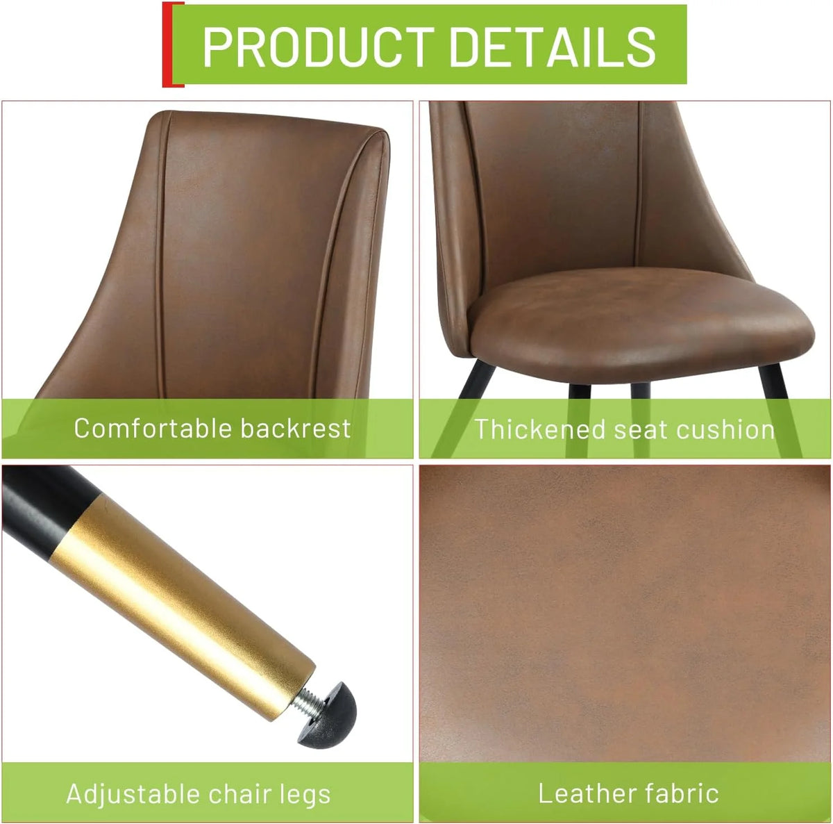 Upholstered Faux Leather Dining Chairs Set of 2 P4640