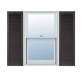 12 inchw x 79 inchh Vinyl Cathedral Top Louver Shutters with Shutter-Loks V27467