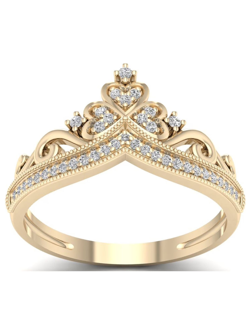 10K Yellow Gold Diamond Crown Ring K278097
