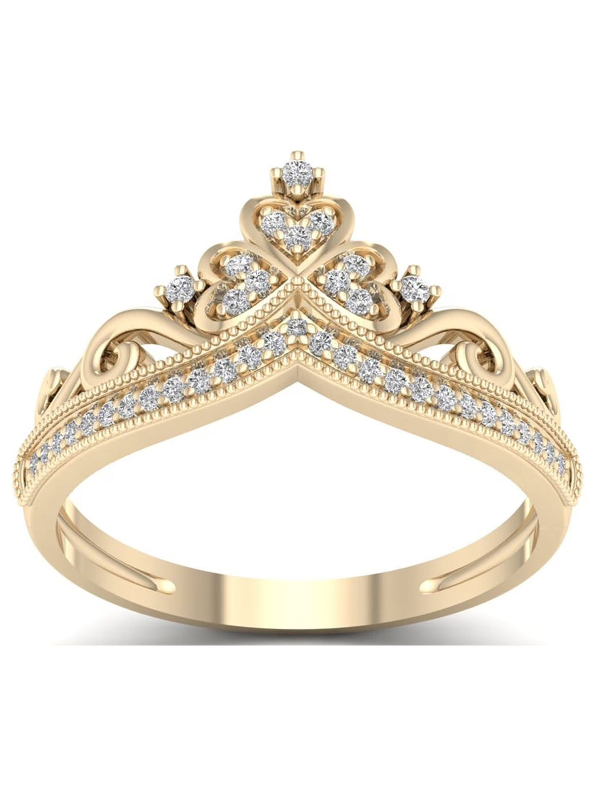 10K Yellow Gold Diamond Crown Ring K278097