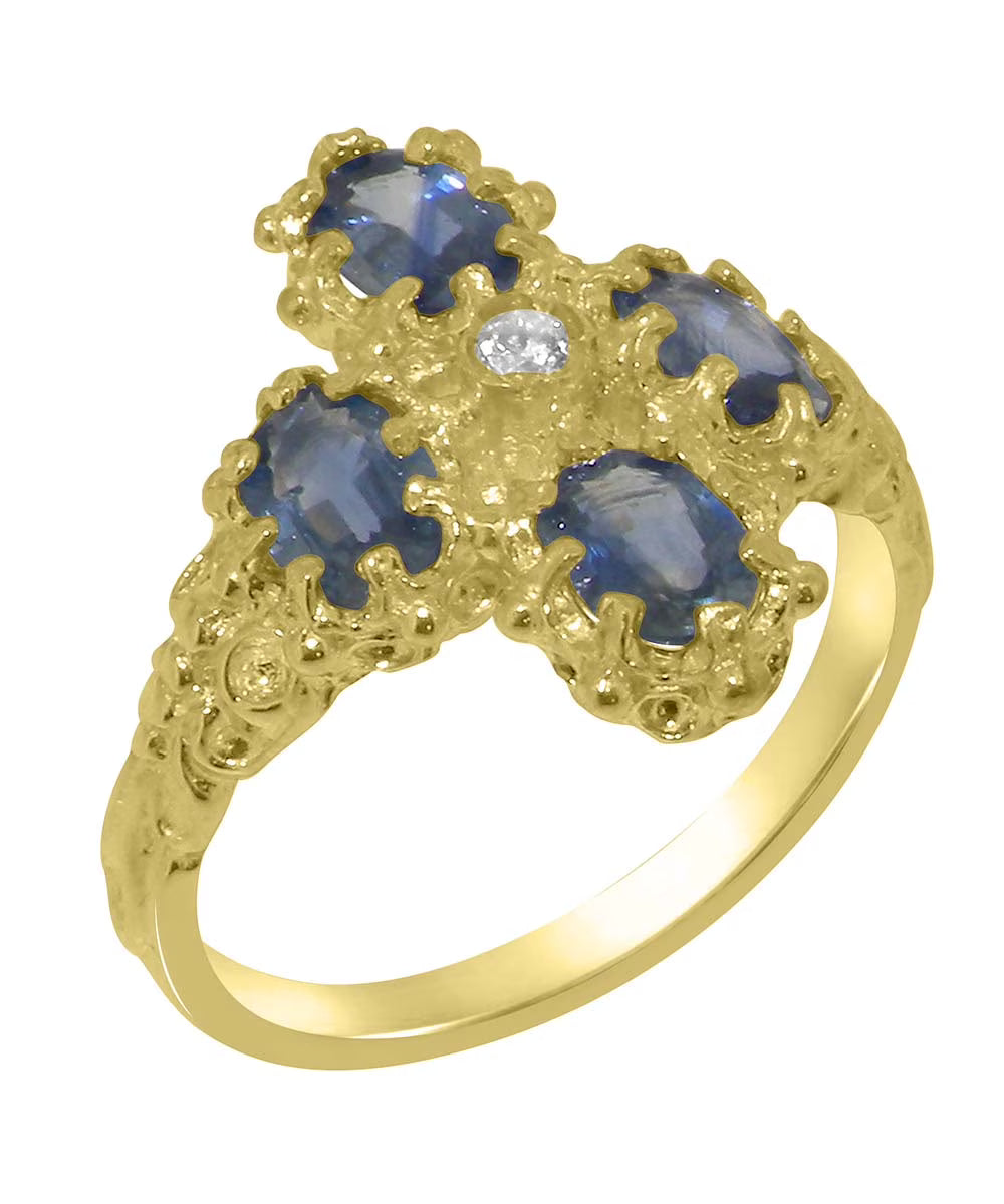 9k Yellow Gold Diamond & Sapphire Statement Ring Q9782