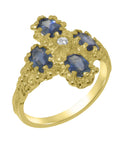 9k Yellow Gold Diamond & Sapphire Statement Ring Q9782