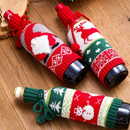 Knitted Christmas Wine Bottle Cover 3PCS X64696