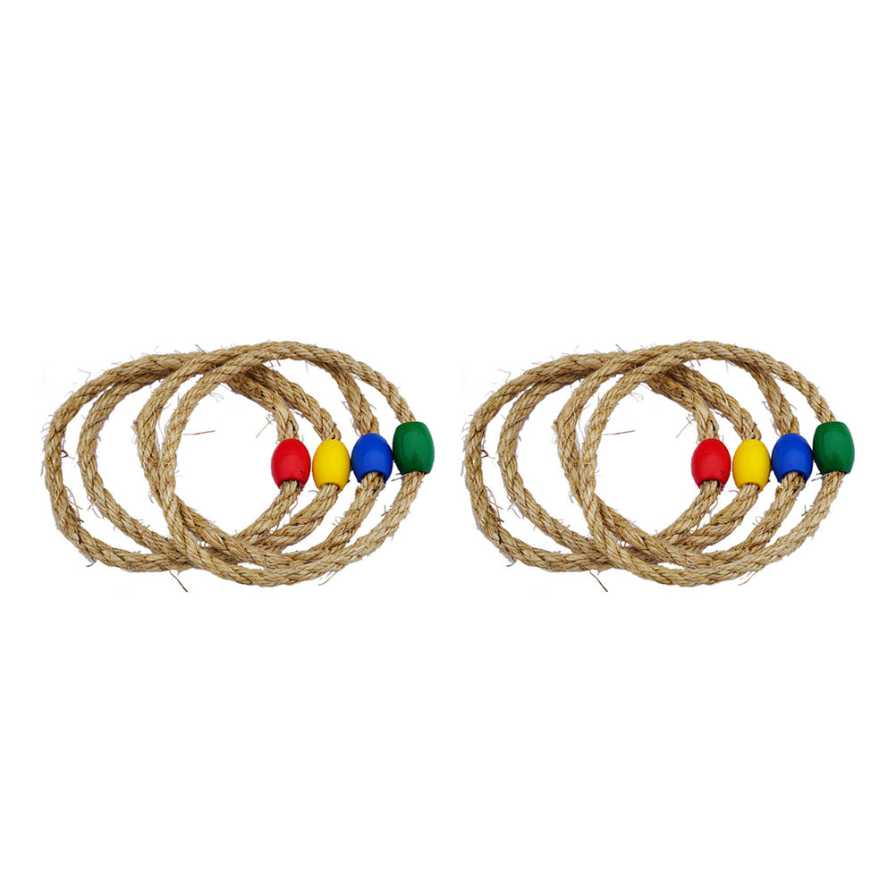 Natural Rope Ring Toss Game Toy 8 PCS M587