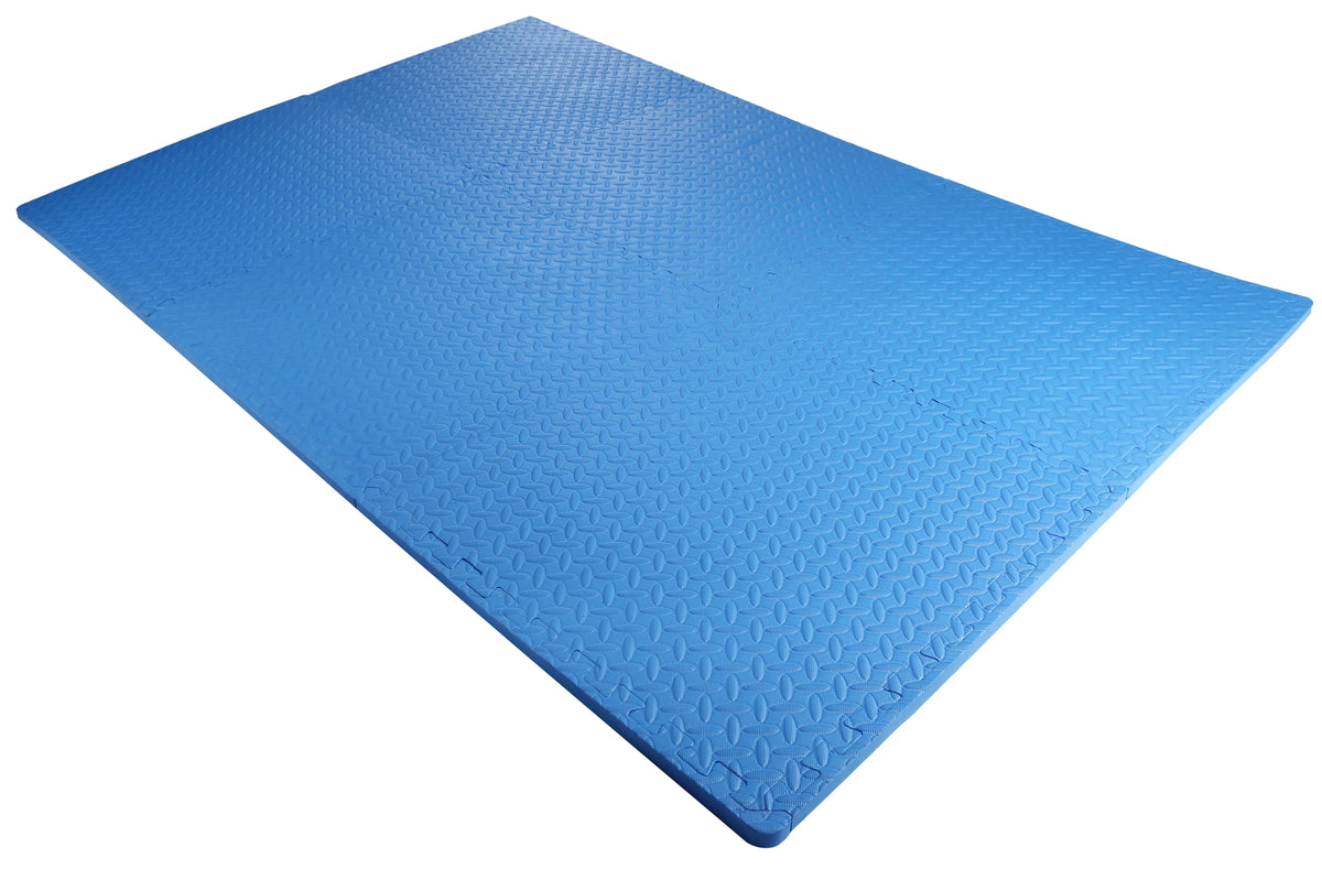 1 In. Thick EVA Foam Interlocking Exercise Mat, 18 Piece, Black Y481226