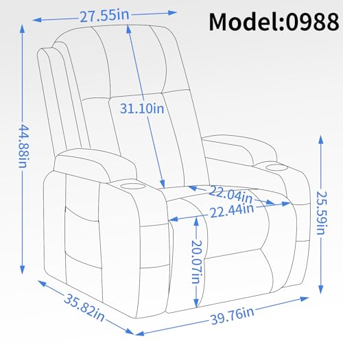 Gray Power Lift Recliner Chair with USB Charging, Cup Holders, Side Pockets, Waist Heating, 8 Point Massage I9343