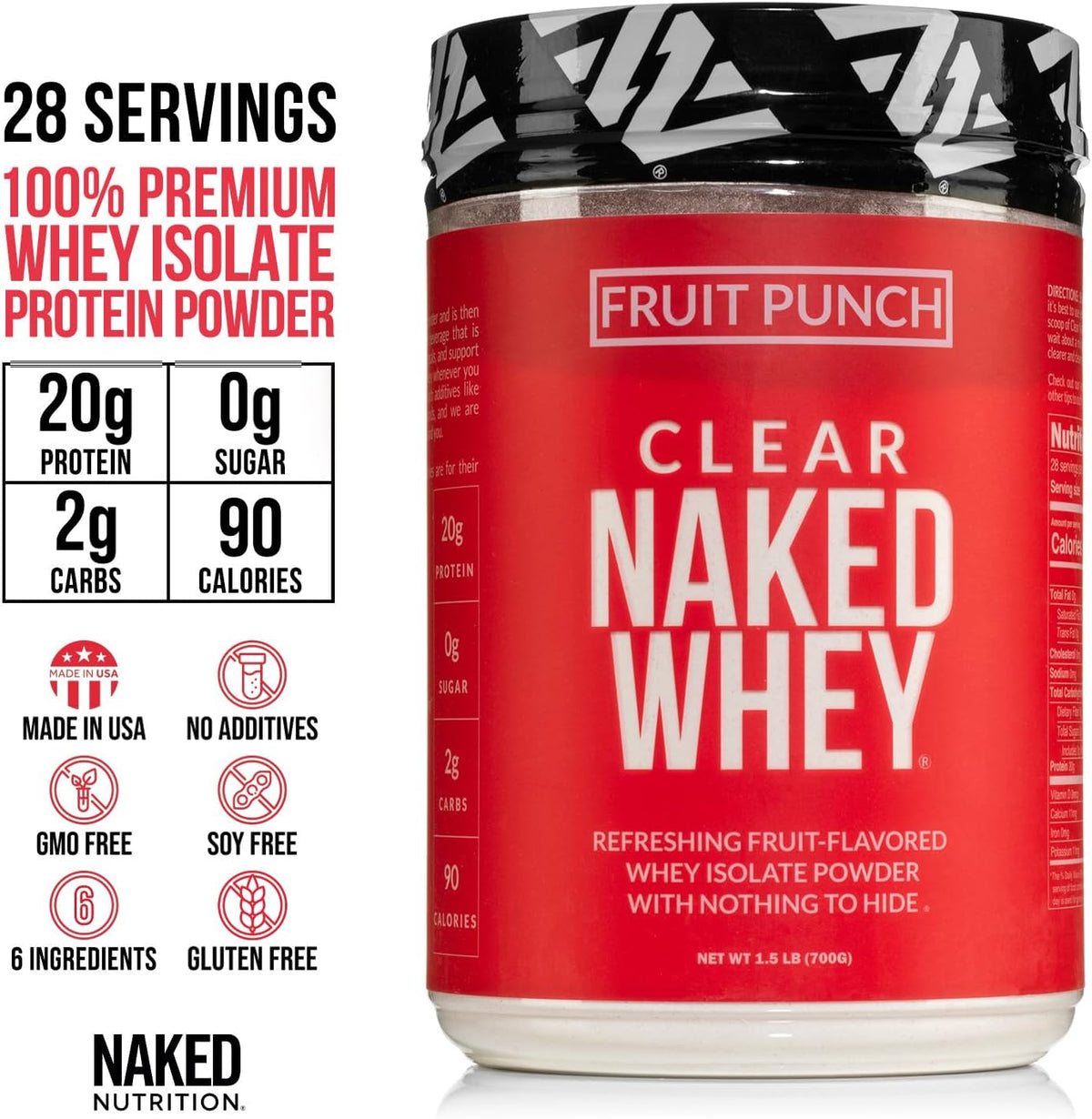 Clear Whey Protein Isolate, Fruit Punch, 28 Servings D3334