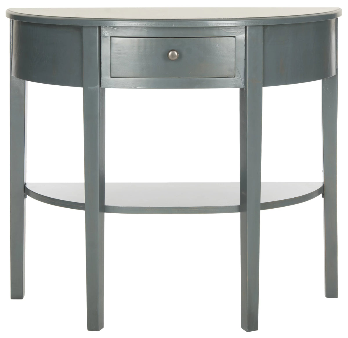 Steel Teal Demilune Console with Storage Drawer C1784