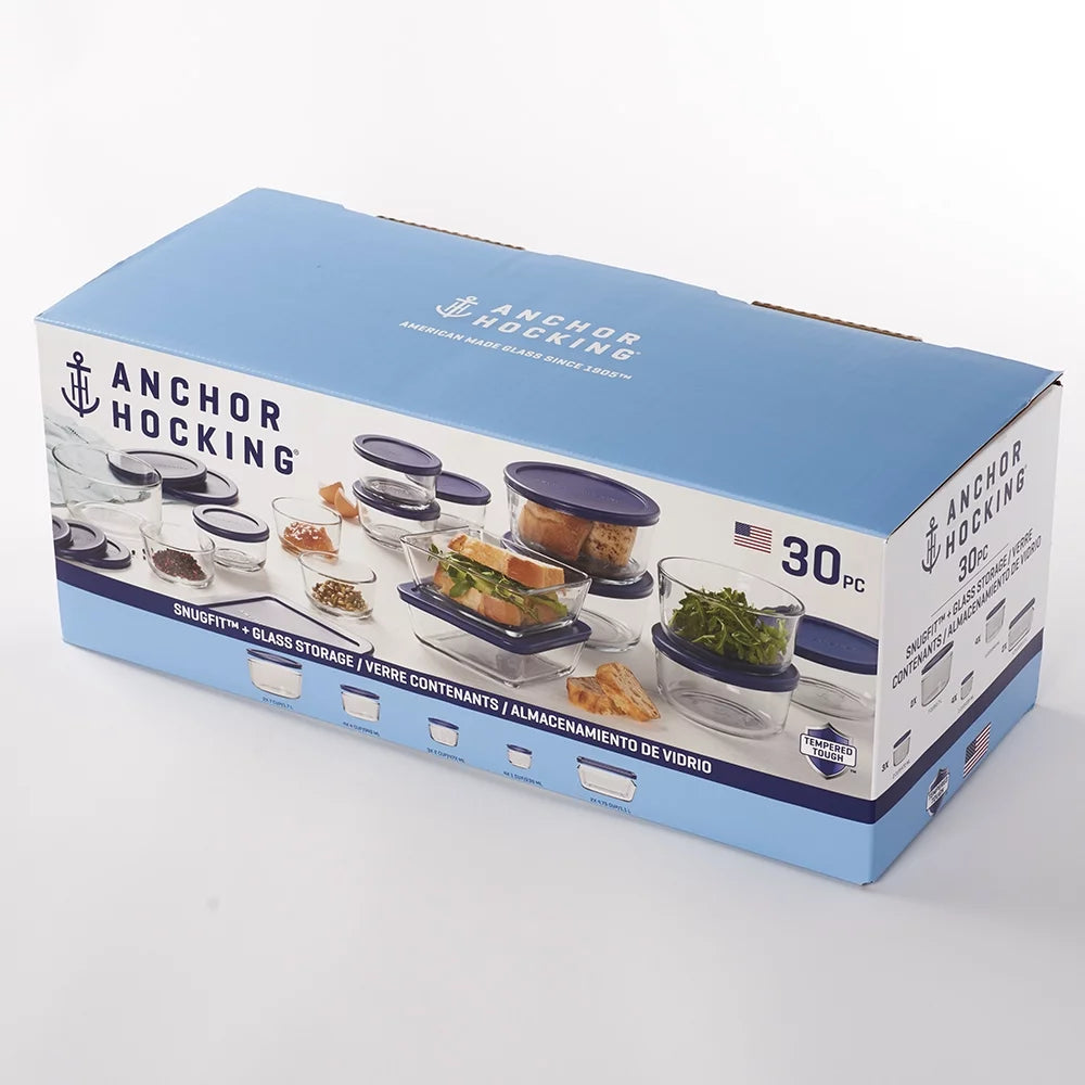 30 Piece Glass Food Storage Containers with Lids P773