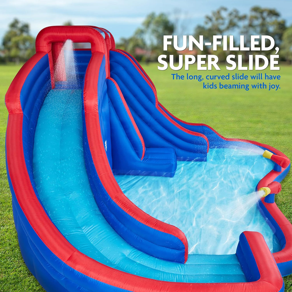 Inflatable Water Slide Park with 2 Slides & Splash Pool Z442
