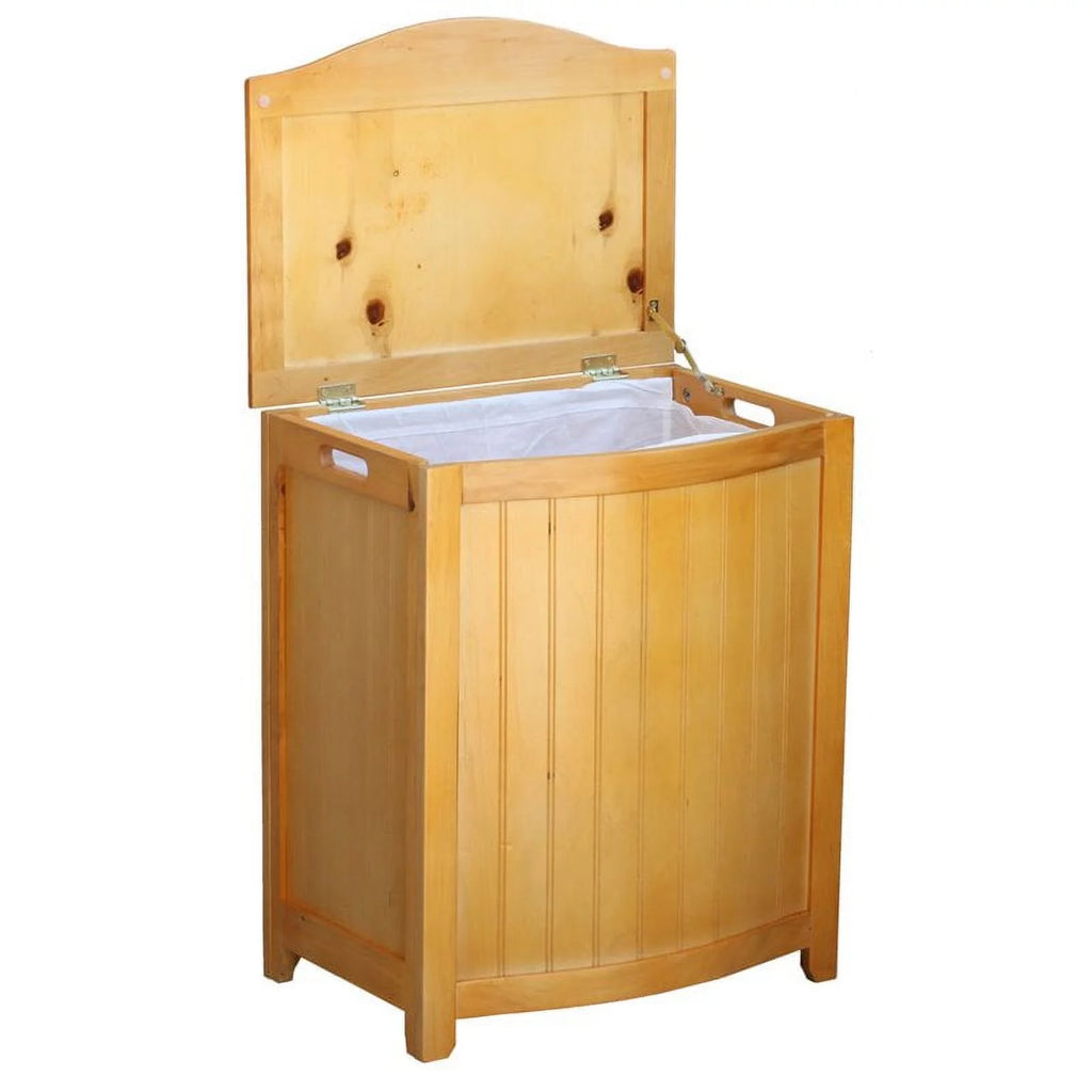 Natural Finished Wood Laundry Hamper with Interior Bag Z969
