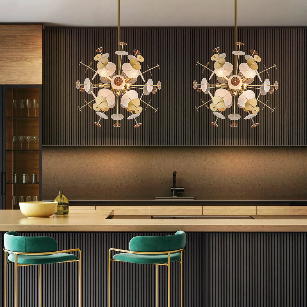 9-Light Linear Starburst Textured Glass Chandelier X699217