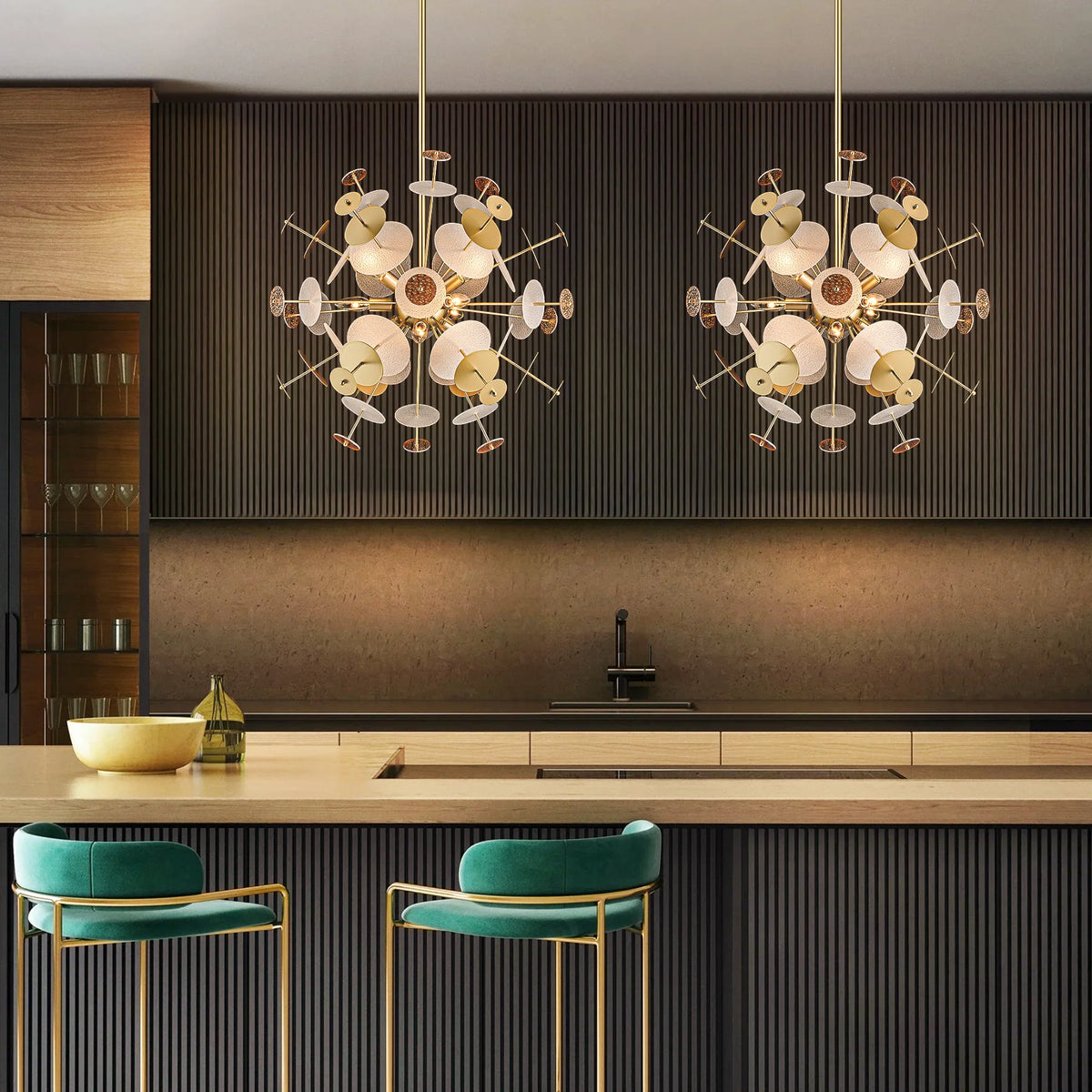 9-Light Linear Starburst Textured Glass Chandelier X699217