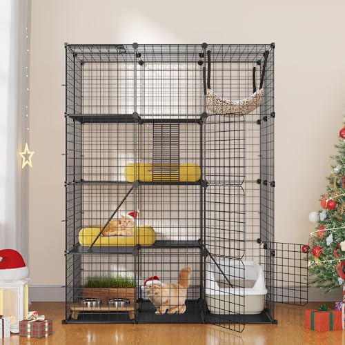 4-Tier Metal Wire Cat Enclosure with Hammock B579