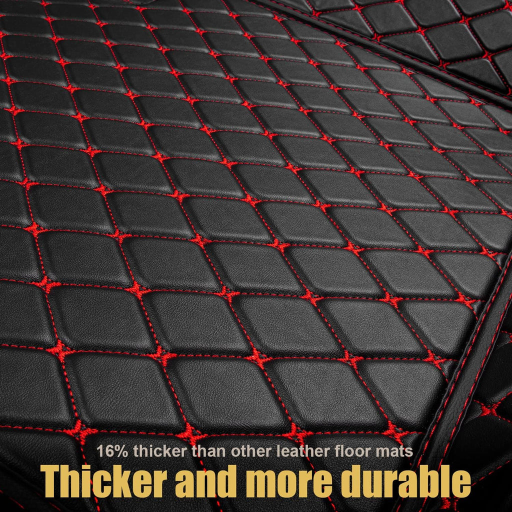 Leather Car Floor Mats 1st & 2nd Row Black Z90938