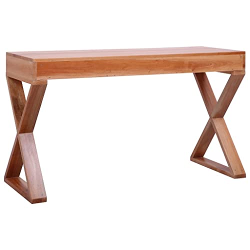 Natural 52"x18.5"x30.3" Solid Mahogany Wood Computer Desk B606153