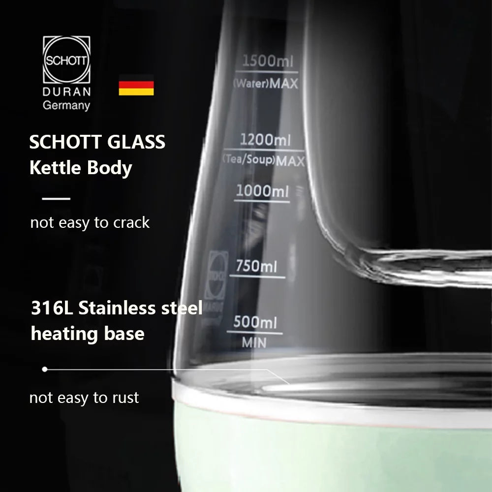 Green Glass Electric Kettle 1.5L C247