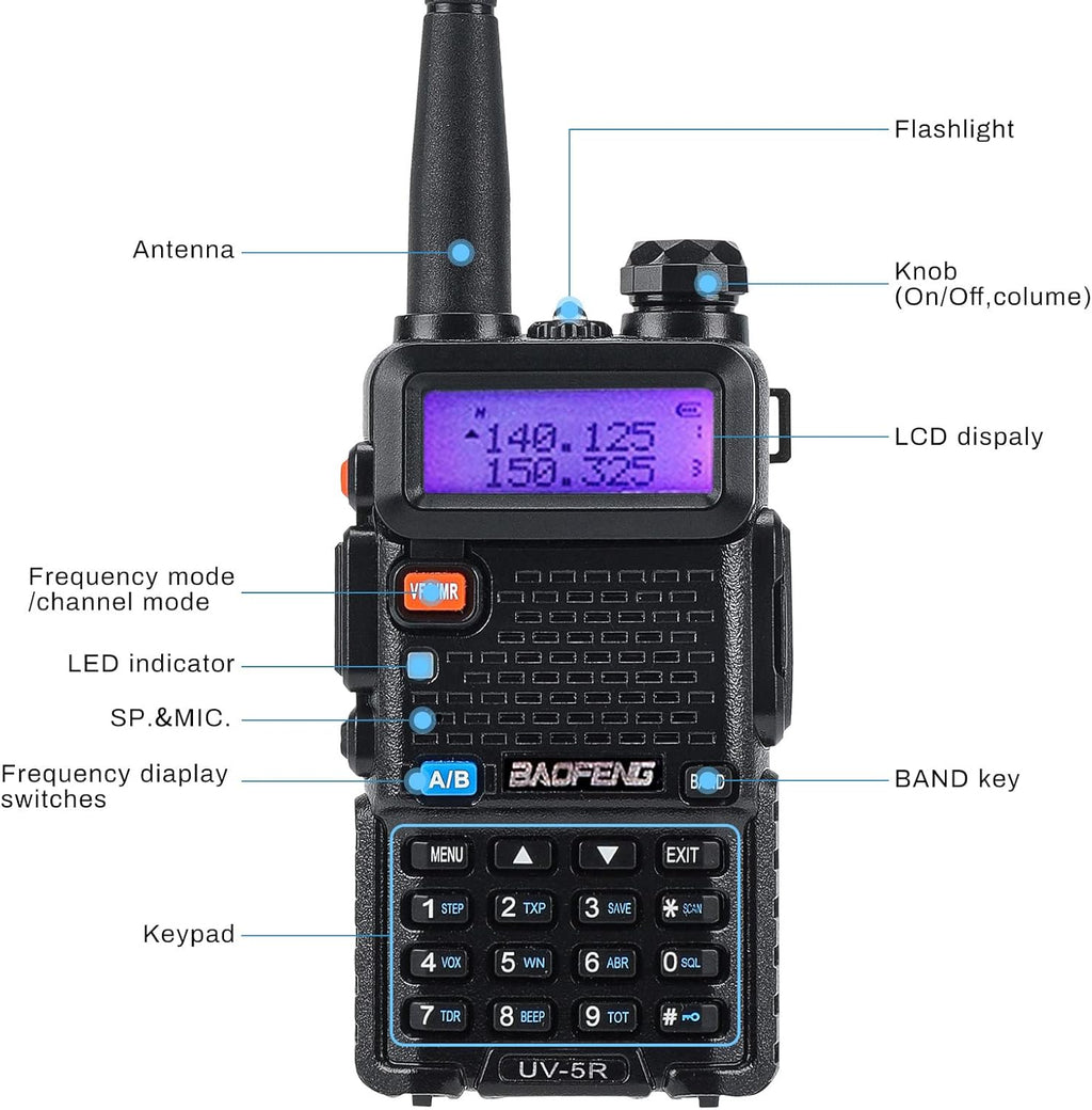 8W Dual Band VHF/UHF Two Way Radio Walkie Talkie with 3800mAh Battery R94462
