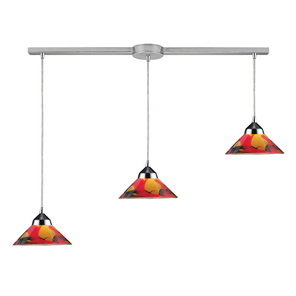 3 Light Pendant in Polished Chrome and Jasper Glass G31436
