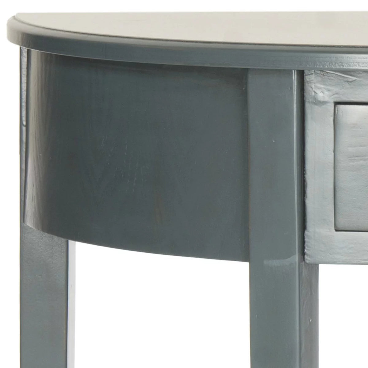 Steel Teal Demilune Console with Storage Drawer C1784