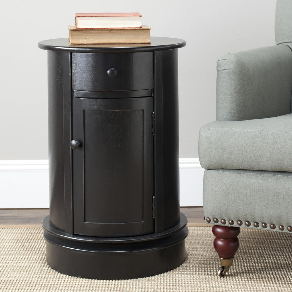 Dark Cherry Oval Swivel Storage End Table B4206