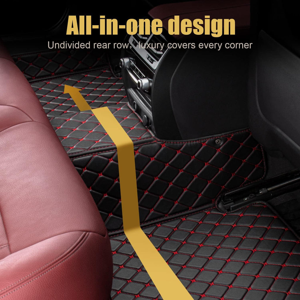 Leather Car Floor Mats 1st & 2nd Row Black Z90938