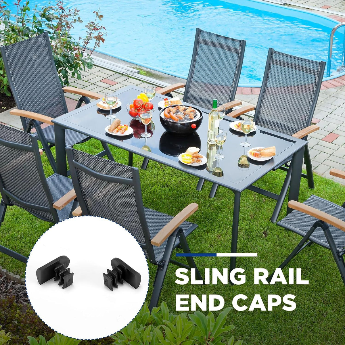 30 Pcs Black Nylon Oval Sling Rail End Caps C267