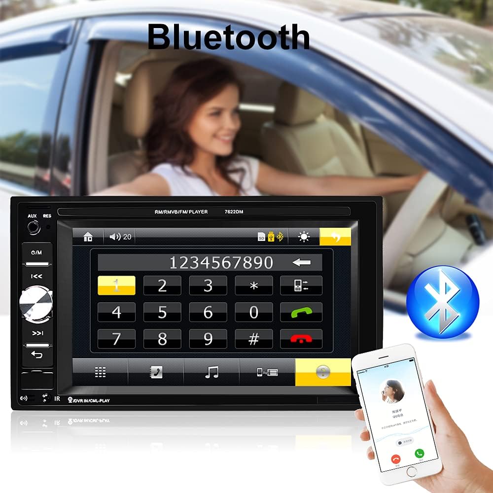 6.2 Inch Double Din Touch Screen Car Stereo with Bluetooth FM Receiver W844158