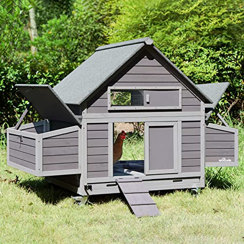 Portable Chicken Coop with Wheels and Nesting Box O544