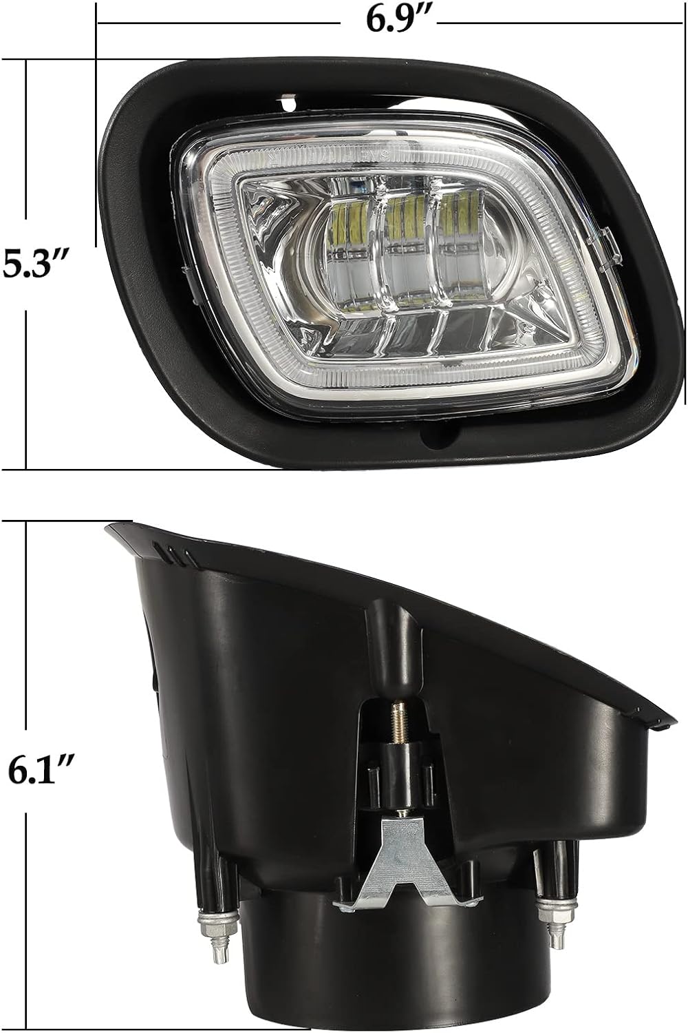 Pair Fog Lights with LED Halo Ring Clear Lens White Light 12V Y421233