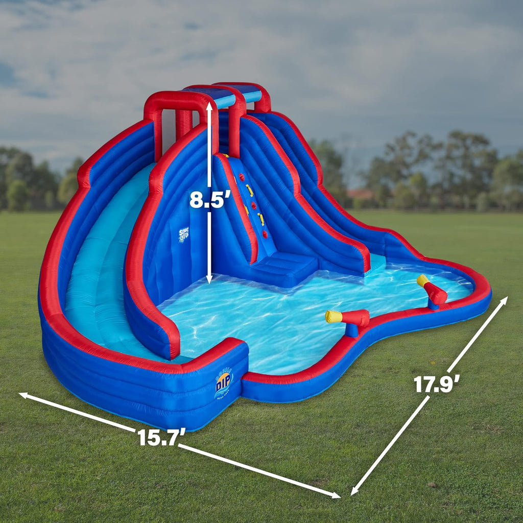 Inflatable Water Slide Park with 2 Slides & Splash Pool Z442