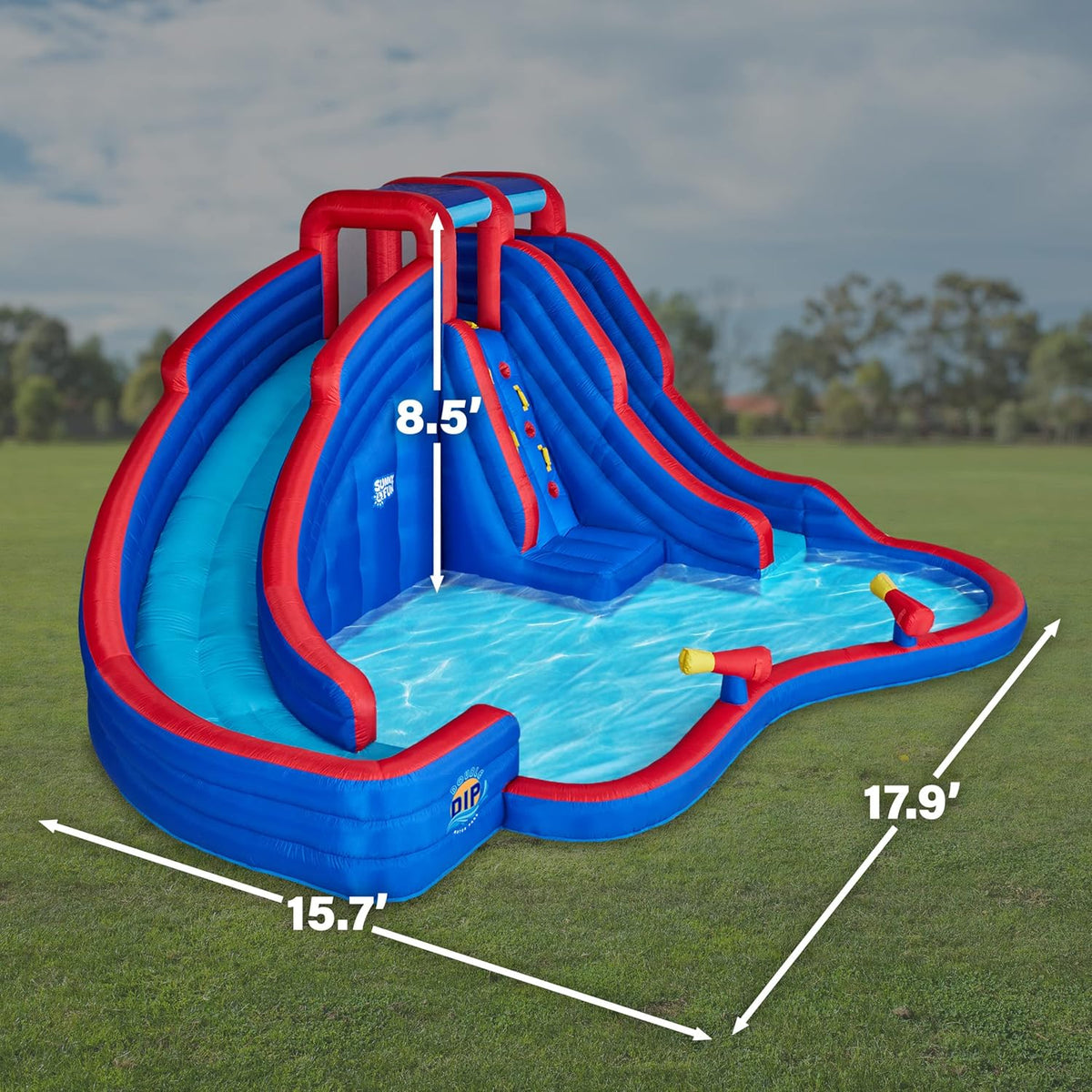 Inflatable Water Slide Park with 2 Slides & Splash Pool Z442
