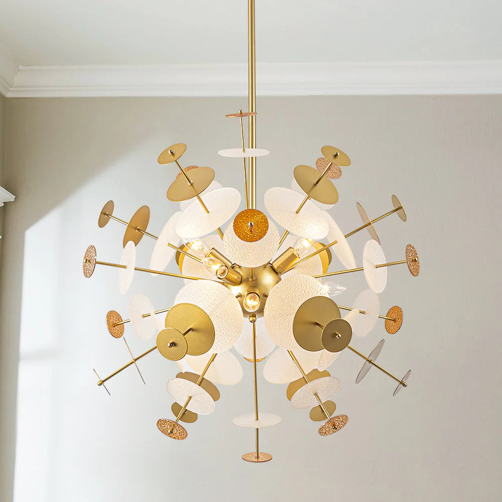 9-Light Linear Starburst Textured Glass Chandelier X699217