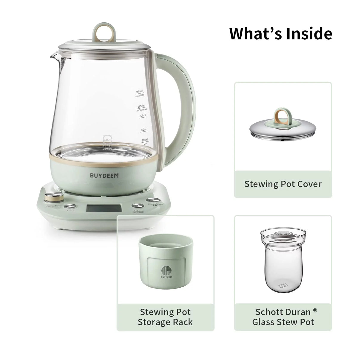 Green Glass Electric Kettle 1.5L C247