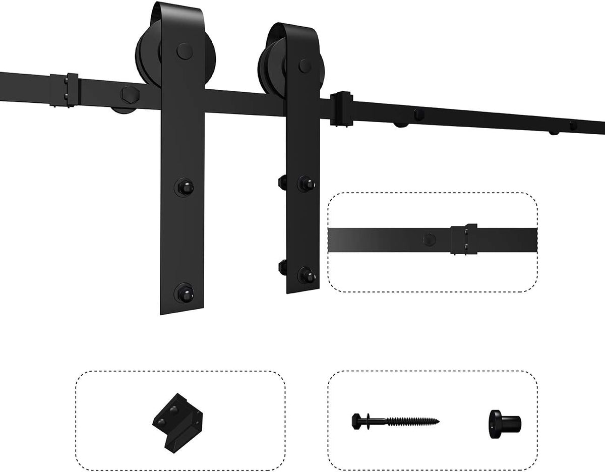6.6ft Sliding Barn Door Hardware Kit Carbon Steel X23108