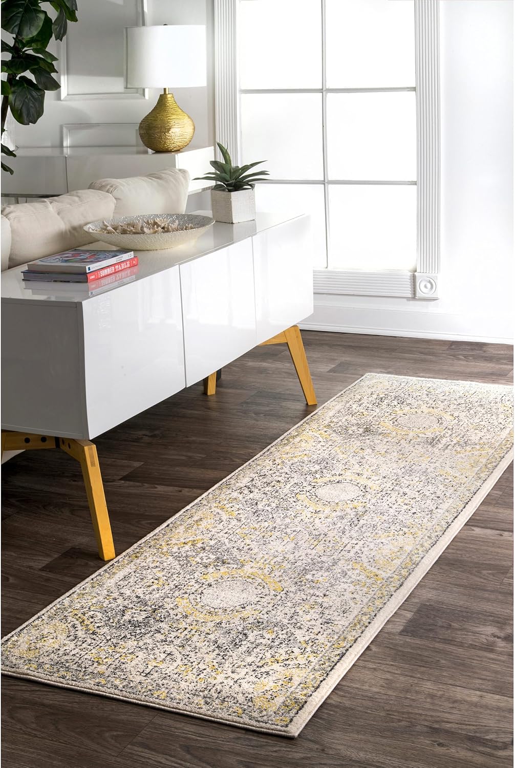 2x10 Runner Rug Gold/Off-White I28282