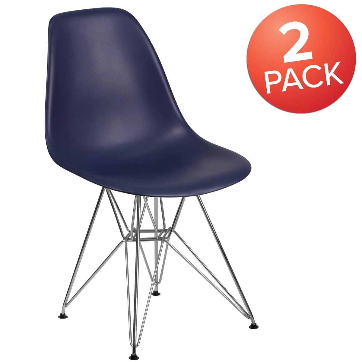 Blue Plastic Chair with Chrome Base Y54613