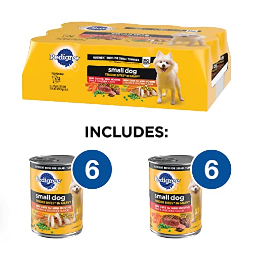 Small Dog Tender Bites in Gravy, Steak & Vegetable Flavor Canned Wet Dog Food, 13.2 oz. Cans W66161