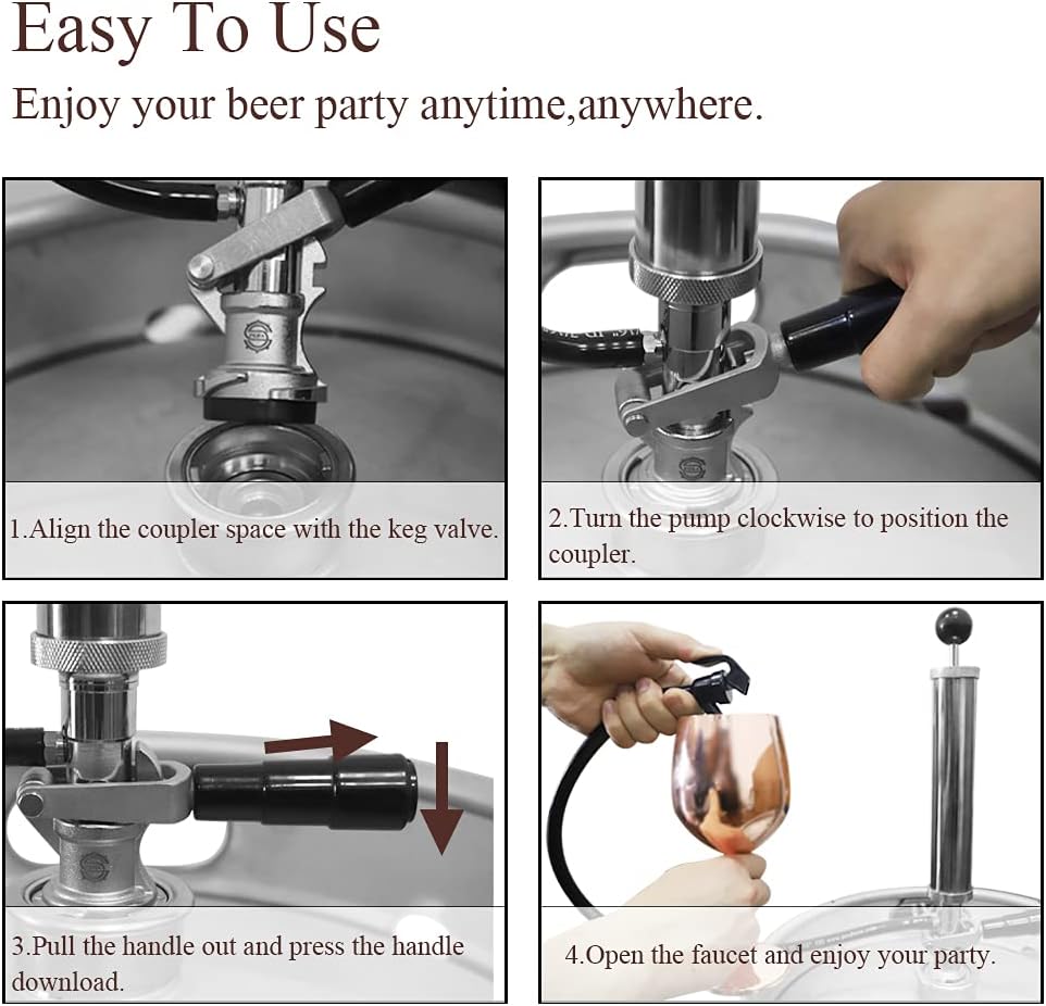 Beer Party Pump with Picnic Tap 8 inch US Sankey D System Keg Tap A5729