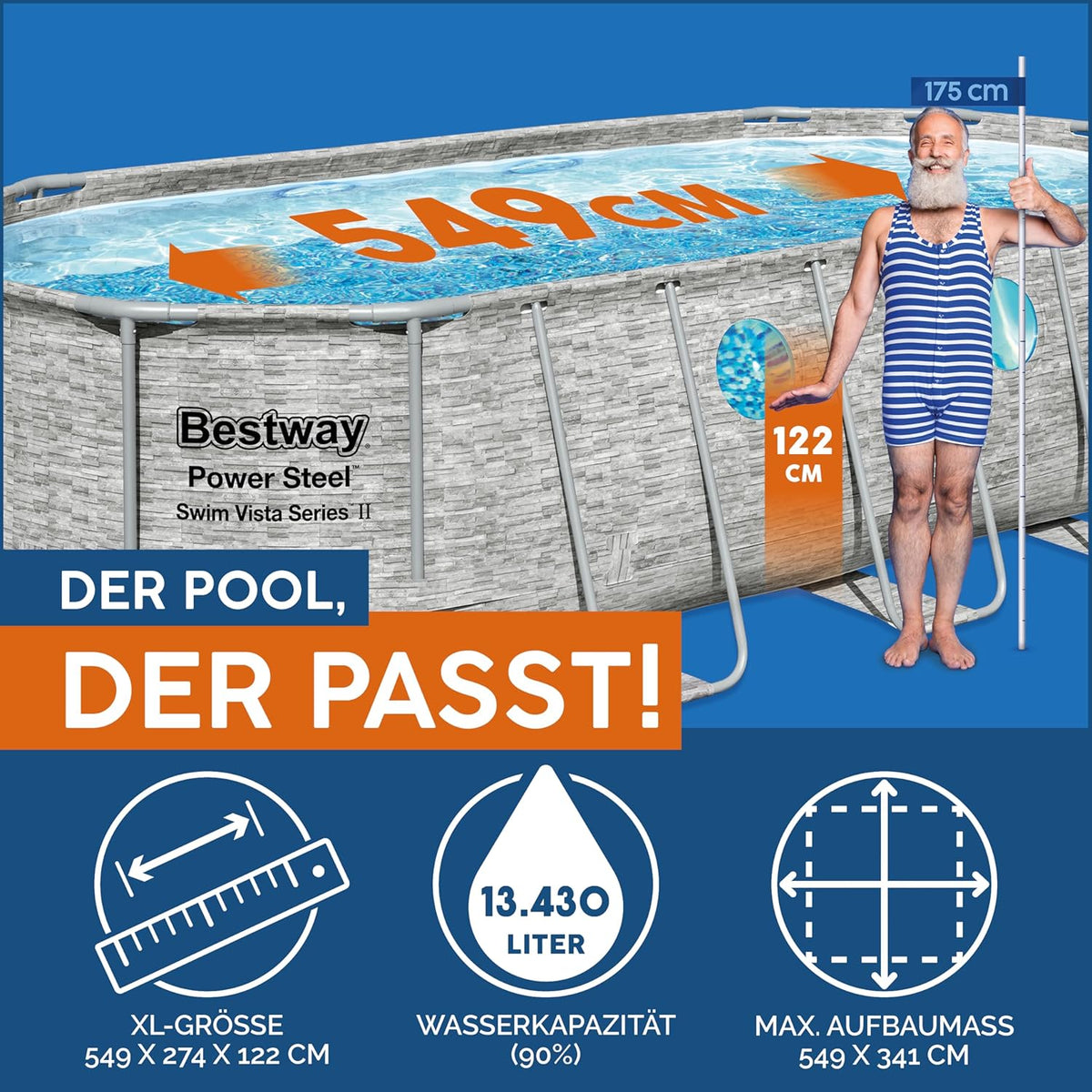 Oval Above Ground Pool 549 x 274 x 122 cm K2960